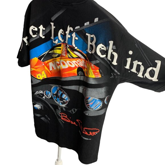 Vintage 1998 Bill Elliot Crewneck T Shirt L Black AOP Attack the Track McDonalds - Picture 6 of 9